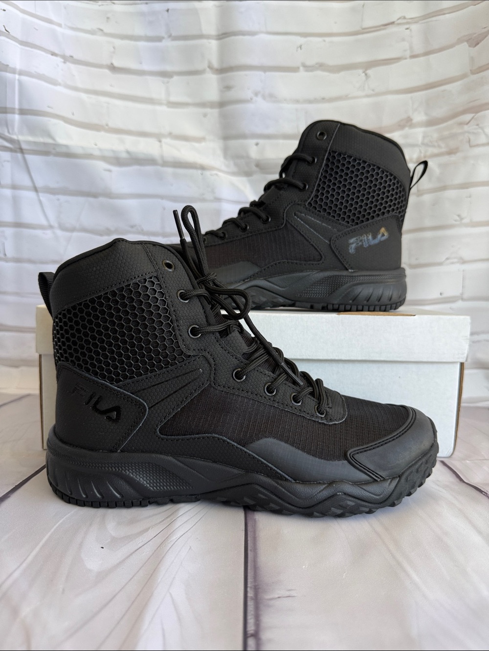 Fila Women’s All-Black Tactical High-Top Boots